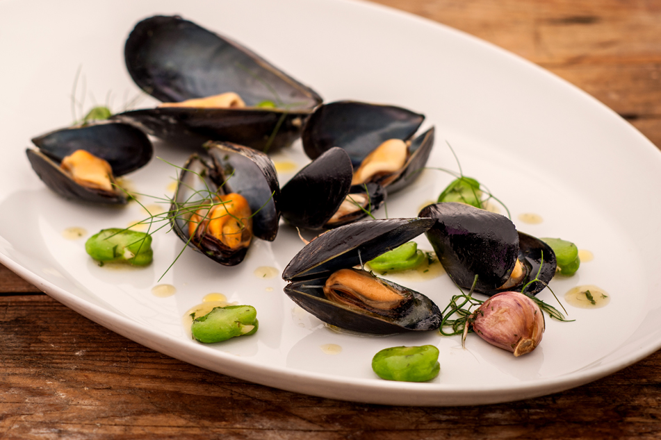 Cozze Nieddittas e fave.