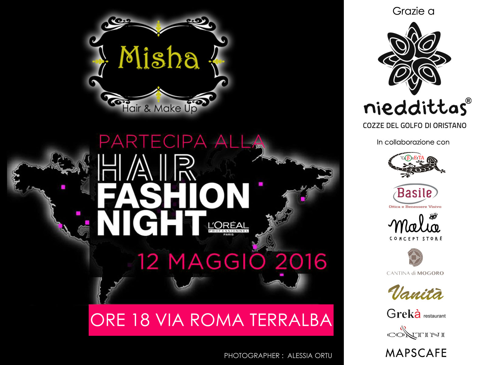 Terralba, 12 maggio: evento Misha/L'Orèal in collaborazione con Nieddittas.