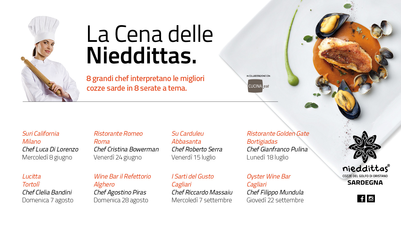 La Cena delle Nieddittas: 8 grandi chef interpretano i nostri prodotti.