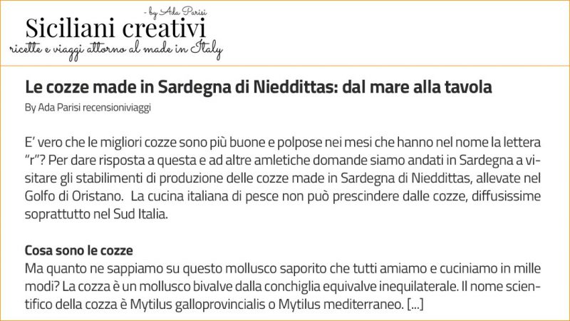 Le cozze made in Sardegna di Nieddittas: dal mare alla tavola