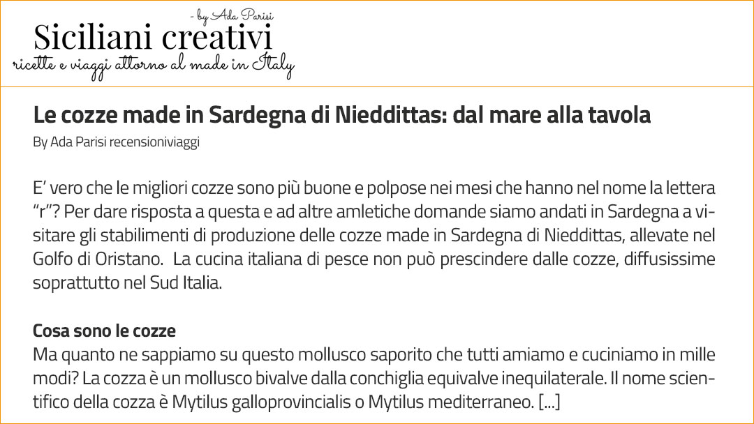 Le cozze made in Sardegna di Nieddittas: dal mare alla tavola