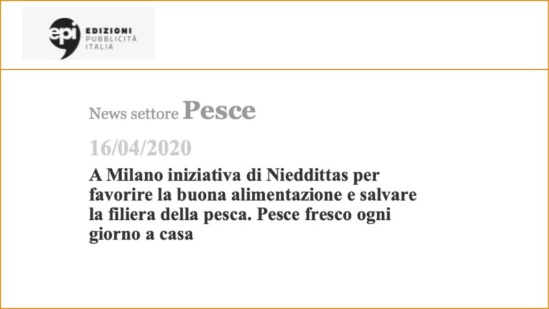 A Milano iniziativa di Nieddittas per favorire la buona alimentazione e salvare la filiera della pesca. Pesce fresco ogni giorno a casa