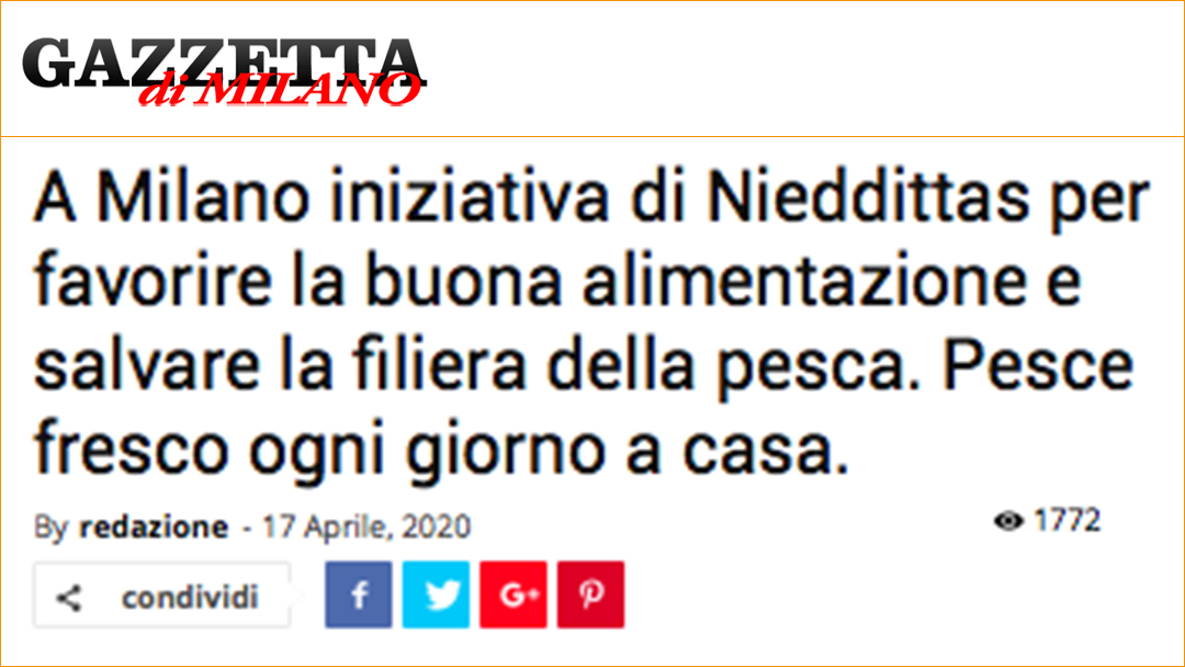 A Milano iniziativa di Nieddittas per favorire la buona alimentazione e salvare la filiera della pesca. Pesce fresco ogni giorno a casa.