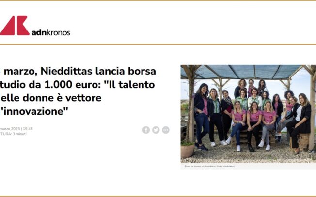 8 marzo, Nieddittas lancia borsa studio da 1.000 euro: “Il talento delle donne è vettore d’innovazione”