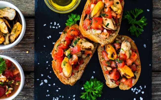 Bruschetta con cozze