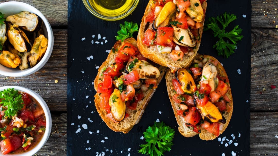 Bruschetta con cozze